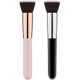 2pcs Foundation Brush Flat Tip Makeup Brushes for Polishing, Foundation Blusher, Contouring Creams
