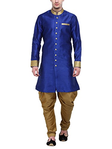 RG Designers Royal Blue And Gold Plain Sherwani For Men RS.3599 (64.00% Off) - Amazon