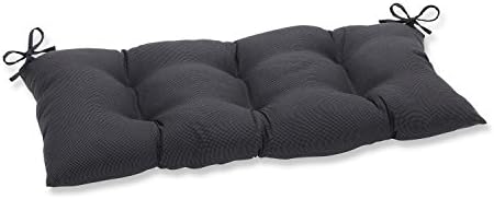 44" Tweed Black Outdoor Patio Tufted Bench/Swing Cushion