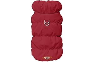 MOTTDAM Manteau d'hiver Chaud pour Chien,Chiot Veste Gilet,Gilet d'hiver Imperméable et Coupe-Vent avec Anneau en D,Doublure en Polaire Confortable pour Chiens de Petite,Moyenne et Grande(Rouge Foncé,S)