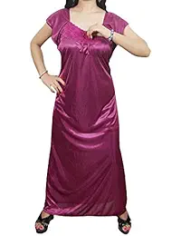 Indiatrendzs Women Nighty Satin Summer Fancy Sleepwear Gown With Free Size Robe Pack Of 2