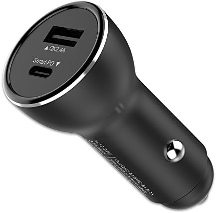 Dual USB Fast Car Charger Adapter, Power Delivery(PD) for Apple iPhone 8/8 Plus/X, Google Pixel 2/XL, Moto X4/Z2/Play, Quick Charge 3.0 for Samsung Galaxy S9/S9+/S8/Note 8, LG G7/V30/V20
