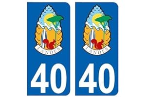 40 Landes blason pomme de pin autocollant plaque immatriculation auto ville sticker - Couleur : arrondis - Angles : arrondis