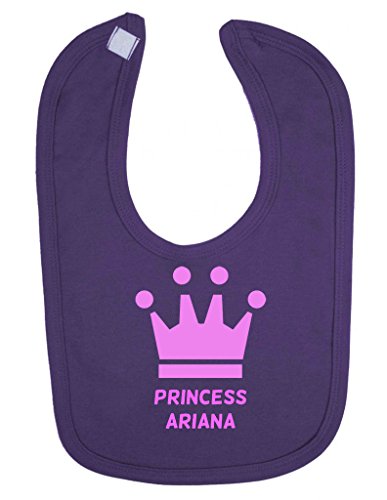 Personalised Princess Name Pink Crown Customise With Name Cute Unique Velcro Fastening Baby Bib