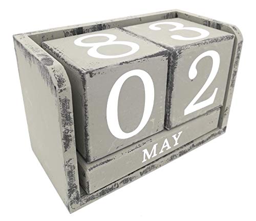 B.H.C. Duración Calendario Dados Ganja de Madera Estilo Desgastado, Color Gris Vintage