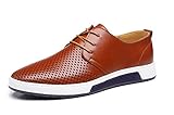  Herren Anzugschuhe Oxford, Lederschuhe Derby Business Casual Lackleder Hochzeit Schnürhalbschuhe Braun 42
