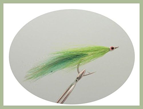 Bass Fishing Flies, 4 Pack Lime Deceiver, Size 2/0, Strong hooks, Saltwater Fly
