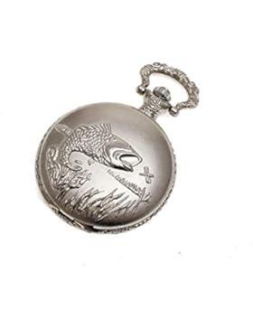 Elegante Herren Taschenuhr Fisch Uhr in Silber