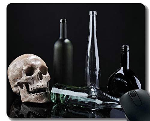 Preisvergleich Produktbild Yanteng fertigte das rechteckige rutschfeste Gummi-Mousepad, Schädel-Skelettflaschenkontrast inspirierend Zitat-Mausunterlage besonders an