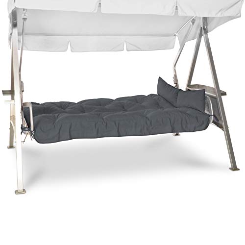 Beautissu Auflagen-Set Flair HS 180x50x8cm für Hollywood-Schaukel Garten-Bank-Auflage Schaumflockenfüllung Graphit-Grau - 5