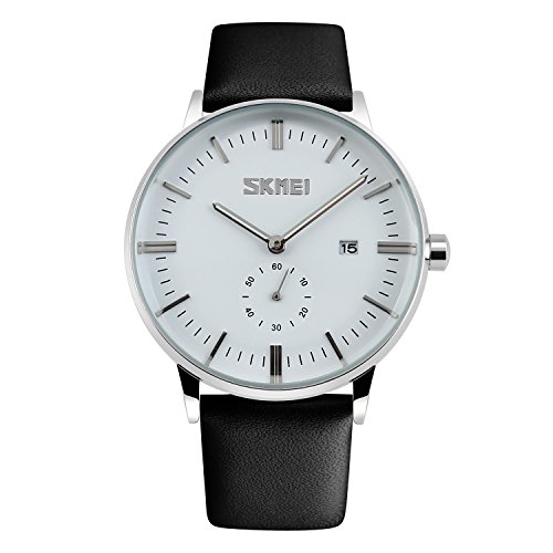 CIVO Herren Uhren Wasserdichte Schwarz Lederband Uhr Mnner Luxus Classic Kalender Datum Analog Quarzuhr Business Mode Kleid Armbanduhr Wei Zifferblatt CIVO Herren Uhren Wasserdichte Schwarz Lederband Uhr Mnner Luxus Classic Kalender Datum Analog Quarzuhr Business Mode Kleid Armbanduhr Wei Zifferblatt