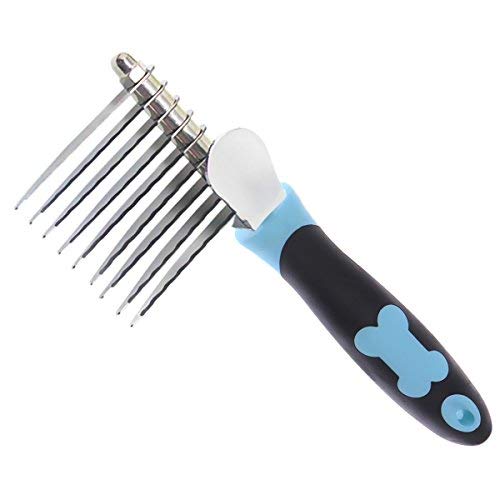 Three Co Cepillos Peine para Mascotas Herramienta de Aseo Pet Pellejo Rastrillo 9 Cuchillas de Acero Inoxidabledoble para Perros y Gatos de Pelo Largo o Mediano Elimina Pelo Muerto Nudos