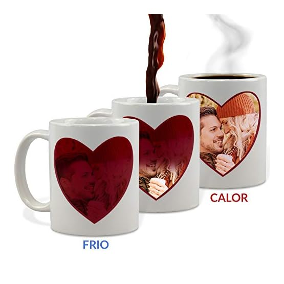 Taza mágica. Taza mágica Personalizada. Taza con Foto. Regalo Original. Corazón Rojo
