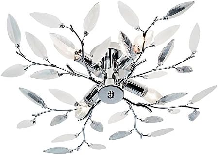 Modern Ceiling Light E14 Bulb Socket Metal Body Crystal Finials – Plating – Silver – Lancet Decoration 4 -Light for Bedroom and Living Room