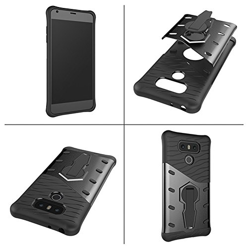 Funda LG G6 Armor Carcasa   Tarea Pesada  360 Grados de Rotaci  n Soporte de Combinaci  n a Prueba de Golpes H  brido Defender Carcasa Duro Prueba de Choques y Dustproof de Caja Protectora para LG  LG G6  Plata 