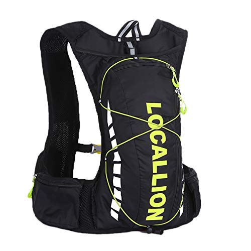 Outdoor locali Lion Marathon running leggero con sistema di idratazione zaino 10L per outdoor running ciclismo, trekking, arrampicata, Uomo, Nero, 43x9cm/16.94x3.55"