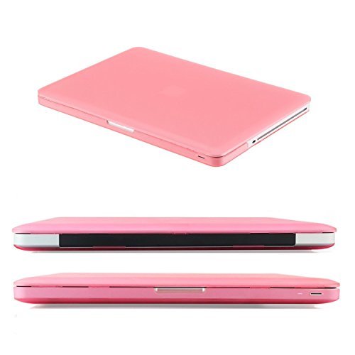 i-Buy Matte Gummierte Harte Schutzhülle Hülle für Apple Macbook Pro 13.3 Zoll mit DVD-Treiber + Schutzfolie + Silikon Tastaturschutz + Anti-Staub-Stecker – Rosa - 4