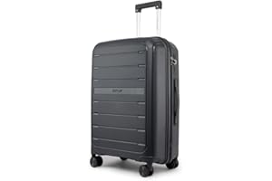Fly Kite Luggage 28 Inch Large Suitcase 100% Polypropylene Hard Shell with Aluminium Trolley Handle, Real TSA Secure Lock 3 Digit, 360° Smooth Wheels Lightweight Suitcase|Dark Grey