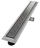 canaleta ducha Altura de montaje ajustable vilstein Hux Home con sifón de desagüe canaleta para ducha y desagüe, 80 cm círculos, Plateado, VS-DB01-80K