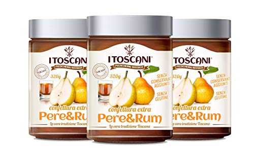 Confettura extra di Pere e Rum 3 confezioni da 320 g - i Toscani. Senza GLUTINE, senza CONSERVANTI aggiunti, italia