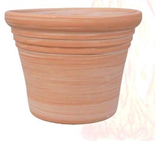 MACETA ESMALTADA DE BARRO MODELO TRIPLE BORDE (32cm diametro x 26.5cm altura) (TERRACOTAM)