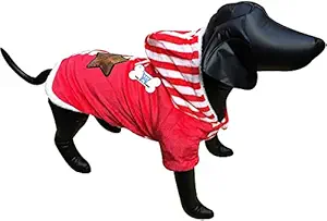 The DDS Store Warm Dog Hoodiee, Soft Fleece Puppy Clothes Doggie Shirt Winter Outfits Sweatshirt for Small Pets Dogs Cats Chihuahua Teddy Pup (14 Inch, Red Star Hoodie)
