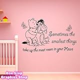 1Stop Graphics - Shop Winnie The Pooh Wall Art Quote Sticker - Girl Boy Kids Nursery Love Decal - Colour: Black - Size: Large