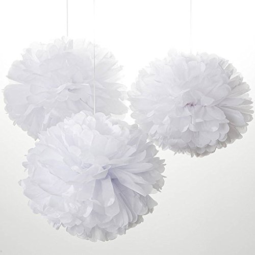 Furuix 18 PC Laterne Dekorationen Junge Baby Dusche Dekorationen Weiß und Baby Blau Gemischte Gewebe Pom Pom Blume und Papier Laterne Party Gefälligkeiten Hochzeit Geburtstag Dekor Papier Dekorationen - 3