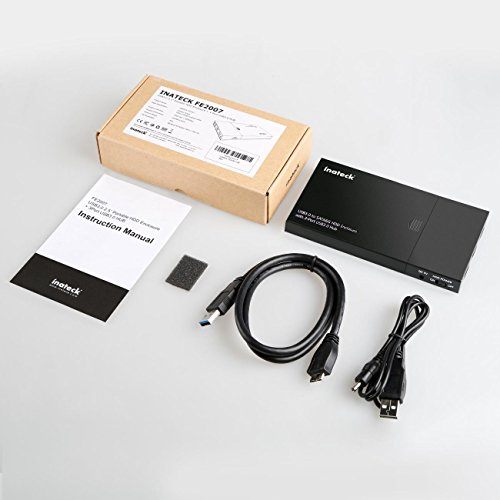 Inateck 3-Port USB 3.0 Hub mit 2,5 Zoll USB 3.0 Festplatte Externes Gehäuse für 9,5mm 7mm 2,5 Zoll SATA HDD SSD, Unterstützung von UASP - 8