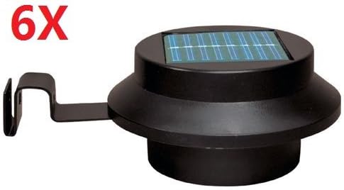 AcenX(TM) Black Superbright 3 LED Solar Powered Energy Saving Fence Light Outdoor Garden Wall Lobby Pathway Lamp(Pack of 6)