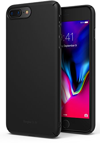 iPhone 7 Plus / iPhone 8 Plus Case, Ringke [SLIM] Snug-Fit Slender [Tailored Cutouts] Lightweight & Thin Scratch Resistant Dual Coating PC Hard Skin Cover for Apple iPhone 7 - Black