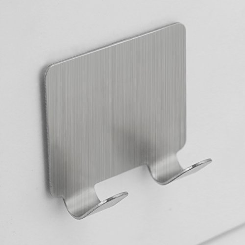 Joyoldelf 3 m Selbstklebende Haken Razor Haken Badetuch Racks für Badezimmer Küche, doppelter Haken Design, 8 Stück, Edelstahl - 6