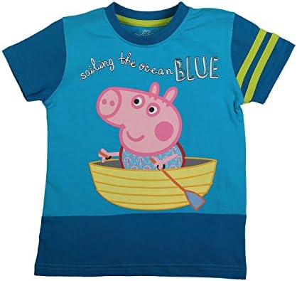 Peppa Pig Sailing on The Ocean Dark Blue T-Shirt for Boys