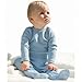 Engel Baby Footie Pajamas With Buttons - 70 % Virgin Wool and 30% Silk - 8-15 months (Height 28-31) (74/80) -Blue
