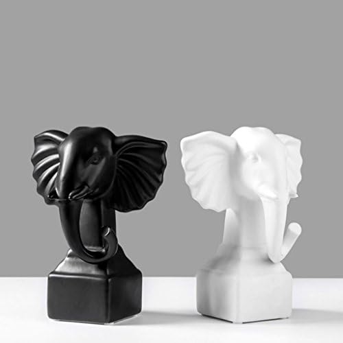 CHENGYI Modern Minimalist Black And White Elephant Ceramic Sculpture Crafts Ornaments Living Room Bedroom TV Cabinet Decorations Gift Decoration