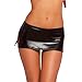 Produktbild iEFiEL Damen Wetlook Mini Rock Lack Leder Look Dessous mit G-String Shorts Unterwäsche (One Size, Schwarz)