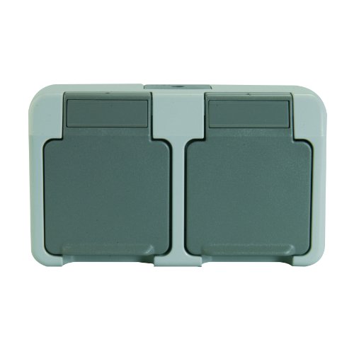 Preisvergleich Produktbild Merten Doppelsteckdose mit Klappdeckel Aquastar, 2-Fach waagrecht 239139