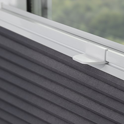 Lichtblick PTT.110.130.02 Plissee Klemmfix TOP, Thermo, ohne Bohren, verspannt – Grau 110 x 130 cm (B x L) - 5