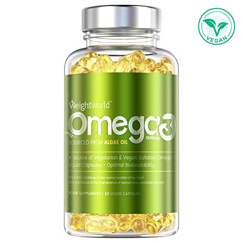 OMEGA 3 100% NATUREL - COMPLEMENT ALIMENTAIRE VEGAN - A Base d'Huile d'Algues - Riche en EPA & DHA - Pour le Coeur, Cerveau, Yeux et Pression Arterielle - 60 Gélules Omega 3 - par Maxmedix