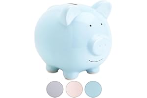 Pearhead Piggy Bank, Ceramic, Blue, One Size