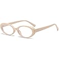 JOVAKIT Oval Blue Light Blocking Glasses for Women Men Vintage Fashion Small 90s Retro Oval Frame Style Eyeglasses