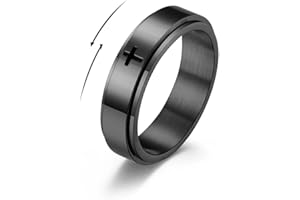 IMINI Minimalistyczny krzyż chrześcijański Jezus Chrystus Pan Modlitwa Obracająca się Stres Relief Spinner Fidget Band Pierścienie dla mężczyzn kobiet Niepokój Palec Obracają się swobodnie Pierścień ze stali nierdzewnej Prezent urodzinowy dla chłopaka