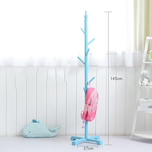 HWF Hat Coat Stand Creative Children Wood Living Room Bedroom Coat Stand Hat Stand Indoor Floor-Standing Clothes Racks 2 Colors optional ( Color : Blue )