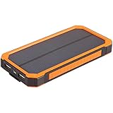 Solar Chargers 15000mAh, Soluser Portable Dual USB Solar Battery Fast Charger External Battery Pack, Solar Phone Charger Power Bank with 6LED Flashlight for Smartphones Tablet Camera