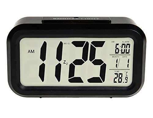 MFEIR® Digitaluhr mit Nachtsensor und Beleuchtung Digitalwecker Reisewecker,schwarz