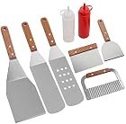 ROMANTICIST 8Pcs Grillspachtel Plancha Kit Edelstahl Grillbesteck – Schwerer Edelstahl Profi Grill-Spachtel – Bild 1
