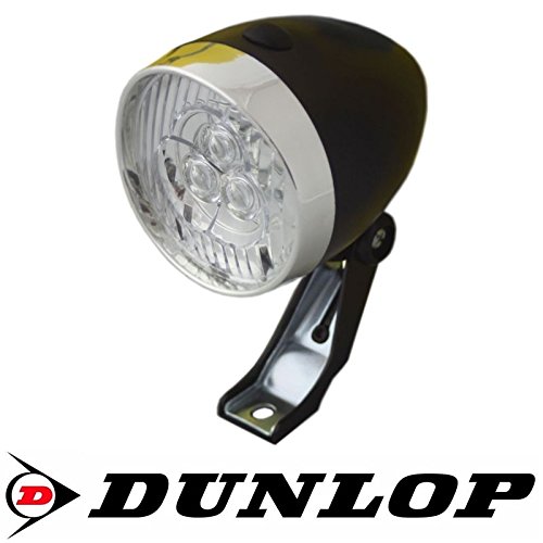 Preisvergleich Produktbild 3 LED DUNLOP HOLLANDRAD FAHRRADLAMPE FAHRRADLICHT FRONTLICHT SCHWARZ in RETRO LOOK