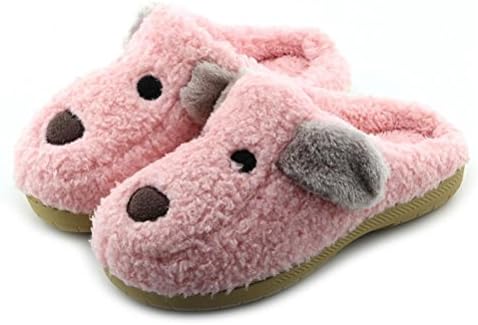 Womens Soft Winter Fur Home Slipper Anti Slip Cartoon Dogs Velvet Indoors Couple Clog House Slippers , pink , 40
