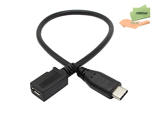 Typ C USB C Verlängerungskabel, cerrxian USB 2.0 Micro Buchse an USB C (Typ C) männlich Sync & Charge Konverter Adapter Kabel 25,4 cm