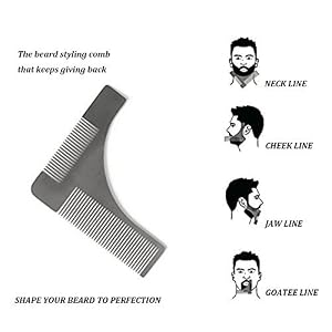 Rancross Stainless Steel Beard Styling and Shaping Template Comb Trim Shaving Tool for Perfect Lines & Symmetry
